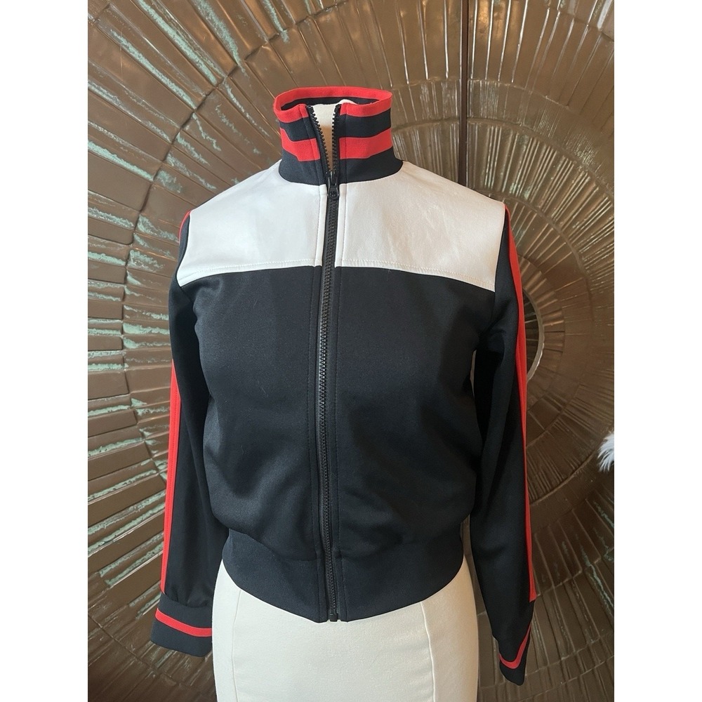 NWT Wild Fable Womens Track Jacket Black White Red Colorblock Full Zip XS NEW